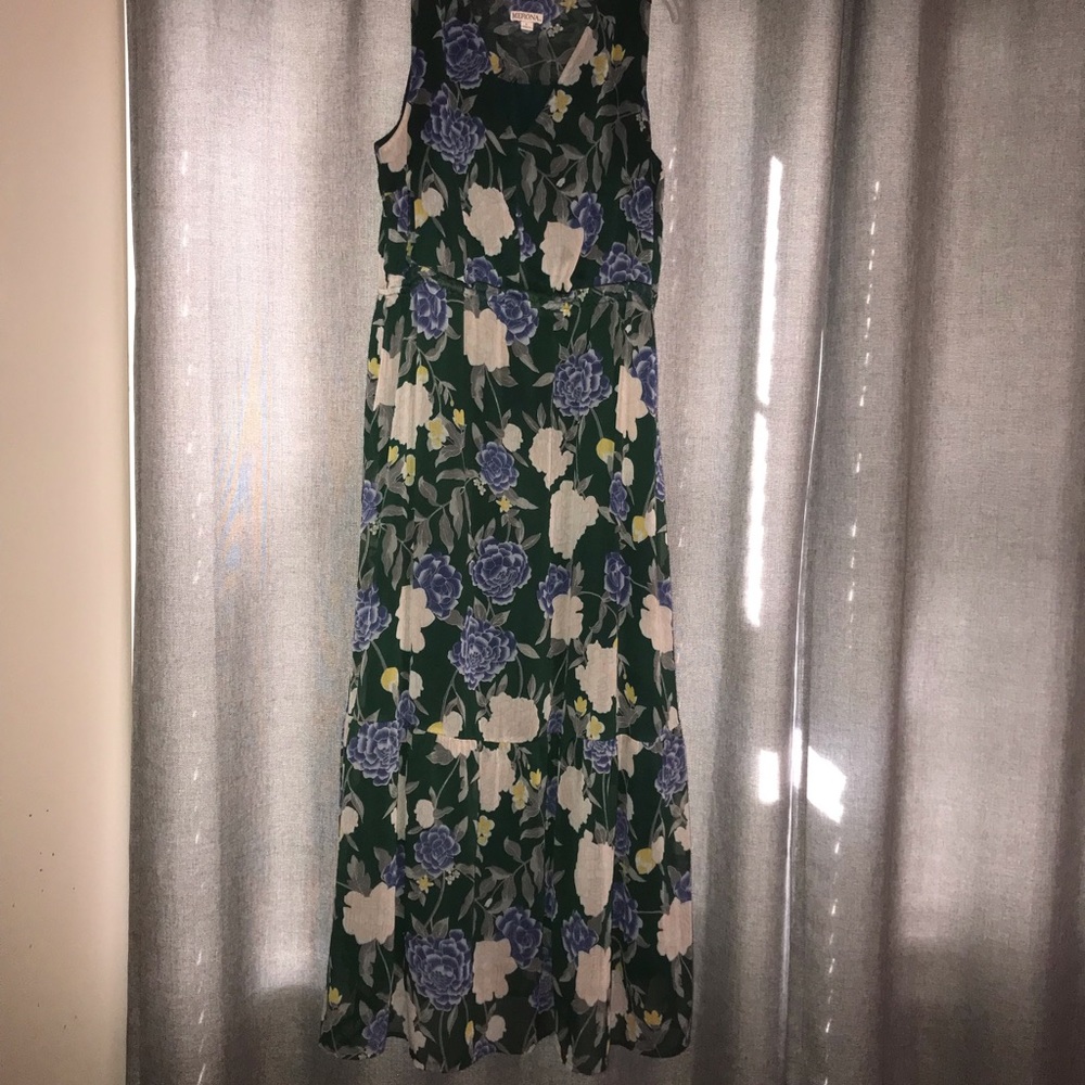 L Merona green floral dress with lining